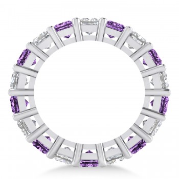 Princess Diamond & Amethyst Wedding Band 14k White Gold (5.94ct)