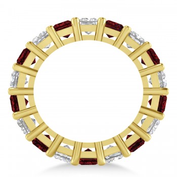 Princess Diamond & Garnet Wedding Band 14k Yellow Gold (5.94ct)