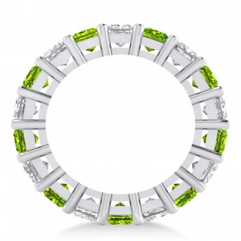Princess Diamond & Peridot Wedding Band 14k White Gold (5.94ct)