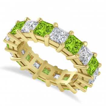 Princess Diamond & Peridot Wedding Band 14k Yellow Gold (5.94ct)