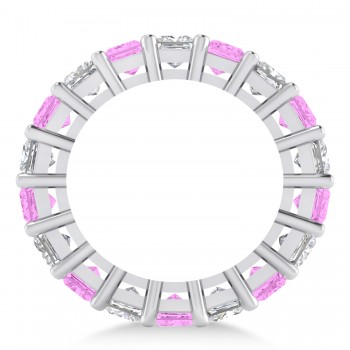 Princess Diamond & Pink Sapphire Wedding Band 14k White Gold (5.94ct)