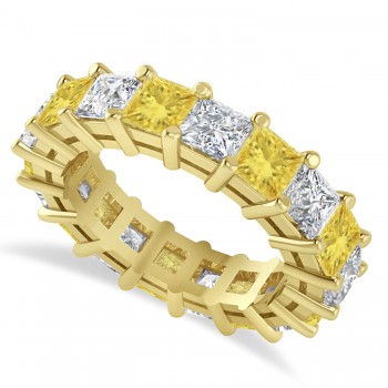 Princess Yellow & White Diamond Wedding Band 14k Yellow Gold (5.58ct)