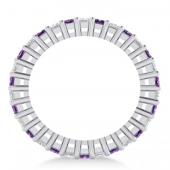 Princess Diamond & Amethyst Wedding Band 14k White Gold (2.32ct)