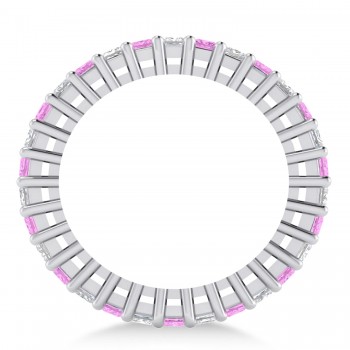 Princess Diamond & Pink Sapphire Wedding Band 14k White Gold (2.32ct)