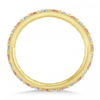 Diamond & Morganite Eternity Wedding Band 14k Yellow Gold (0.87ct)