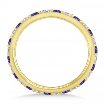 Diamond & Tanzanite Eternity Wedding Band 14k Yellow Gold (0.87ct)