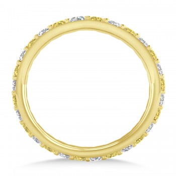 Yellow & White Diamond Eternity Wedding Band 14k Yellow Gold (0.87ct)