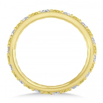 Yellow & White Diamond Eternity Wedding Band 14k Yellow Gold (0.87ct)