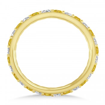 Diamond & Yellow Sapphire Eternity Wedding Band 14k Yellow Gold (0.87ct)