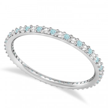 Petite Aquamarine Eternity Wedding Band 14k White Gold (0.25ct)