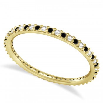 Petite Black & White Diamond Eternity Wedding Band 14k Yellow Gold (0.25ct)