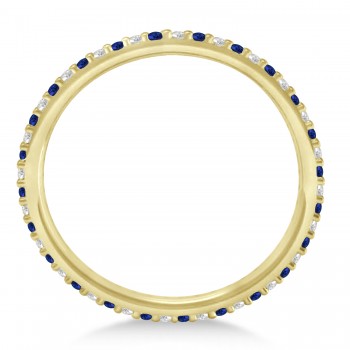 Petite Diamond & Blue Sapphire Eternity Wedding Band 14k Yellow Gold (0.25ct)