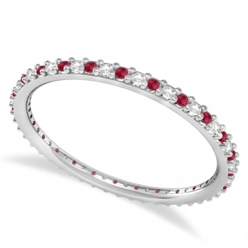 Petite Diamond & Ruby Eternity Wedding Band 14k White Gold (0.25ct)