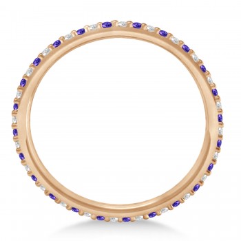 Petite Diamond & Tanzanite Eternity Wedding Band 14k Rose Gold (0.25ct)