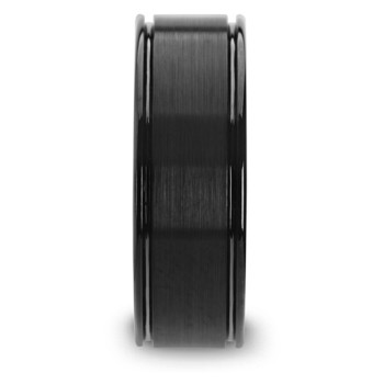 Flat Brushed Finish Center Black Tungsten Carbide Wedding Band (8mm)