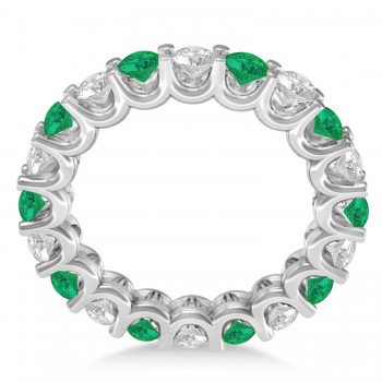 Diamond & Emerald Eternity Wedding Band 14k White Gold (2.40ct)