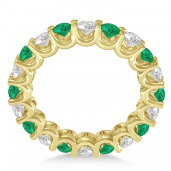 Diamond & Emerald Eternity Wedding Band 14k Yellow Gold (2.40ct)