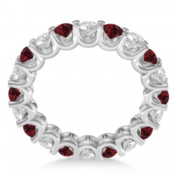 Diamond & Garnet Eternity Wedding Band 14k White Gold (2.40ct)