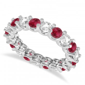 Diamond & Ruby Eternity Wedding Band 14k White Gold (2.40ct)