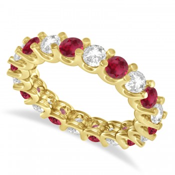 Diamond & Ruby Eternity Wedding Band 14k Yellow Gold (2.40ct)