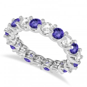 Diamond & Tanzanite Eternity Wedding Band 14k White Gold (2.40ct)