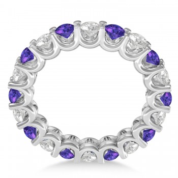 Diamond & Tanzanite Eternity Wedding Band 14k White Gold (2.40ct)