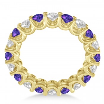 Diamond & Tanzanite Eternity Wedding Band 14k Yellow Gold (2.40ct)