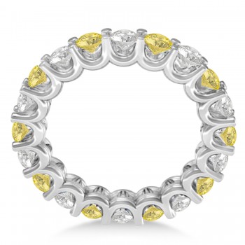 Yellow & White Diamond Eternity Wedding Band 14k White Gold (2.40ct)