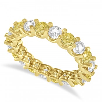 Yellow & White Diamond Eternity Wedding Band 14k Yellow Gold (2.40ct)