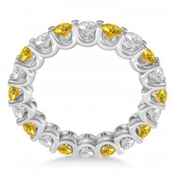Diamond & Yellow Sapphire Eternity Wedding Band 14k White Gold (2.40ct)