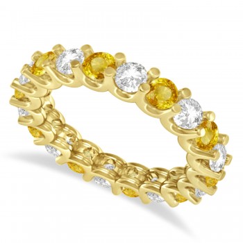 Diamond & Yellow Sapphire Eternity Wedding Band 14k Yellow Gold (2.40ct)