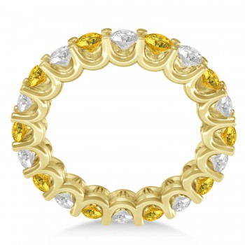 Diamond & Yellow Sapphire Eternity Wedding Band 14k Yellow Gold (2.40ct)