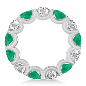 Diamond & Emerald Eternity Wedding Band 14k White Gold (11.00ct)