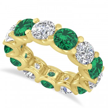 Diamond & Emerald Eternity Wedding Band 14k Yellow Gold (11.00ct)