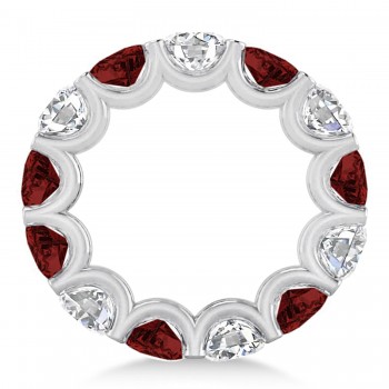 Diamond & Garnet Eternity Wedding Band 14k White Gold (11.00ct)