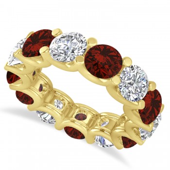 Diamond & Garnet Eternity Wedding Band 14k Yellow Gold (11.00ct)