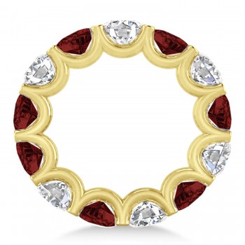 Diamond & Garnet Eternity Wedding Band 14k Yellow Gold (11.00ct)