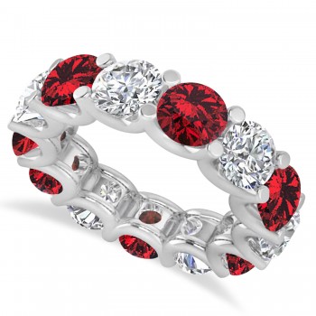 Diamond & Ruby Eternity Wedding Band 14k White Gold (11.00ct)