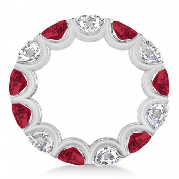 Diamond & Ruby Eternity Wedding Band 14k White Gold (11.00ct)