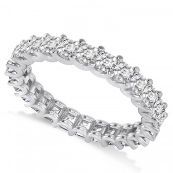 Asscher-Cut Diamond Eternity Wedding Band Ring 14k White Gold (2.60ct)