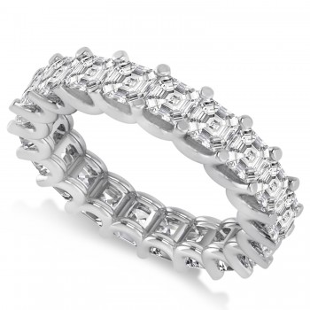 Asscher-Cut Diamond Eternity Wedding Band Ring 14k White Gold (5.00ct)