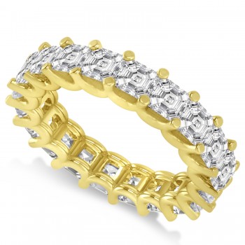 Asscher-Cut Diamond Eternity Wedding Band Ring 14k Yellow Gold (5.00ct)