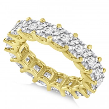 Asscher-Cut Eternity Diamond Wedding Band Ring 14k Yellow Gold (7.20ct)