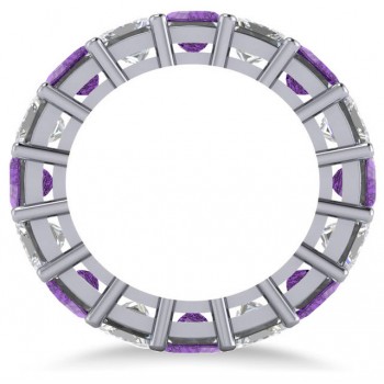 Princess Diamond & Amethyst Wedding Band 14k White Gold (10.08ct)