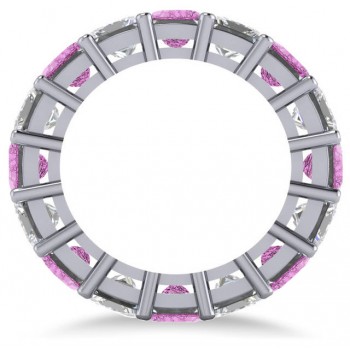 Princess Diamond & Pink Sapphire Wedding Band 14k White Gold (10.08ct)