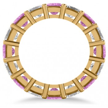 Princess Diamond & Pink Sapphire Wedding Band 14k Yellow Gold (10.08ct)