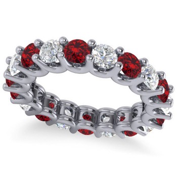 Diamond & Ruby Eternity Wedding Band 14k White Gold (3.53ct)