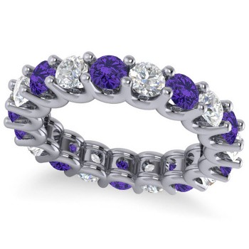 Diamond & Tanzanite Eternity Wedding Band 14k White Gold (3.53ct)