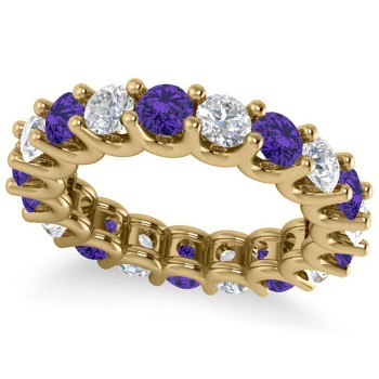 Diamond & Tanzanite Eternity Wedding Band 14k Yellow Gold (3.53ct)