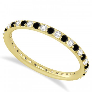 Black & White Diamond Eternity Wedding Band 14k Yellow Gold (0.57ct)